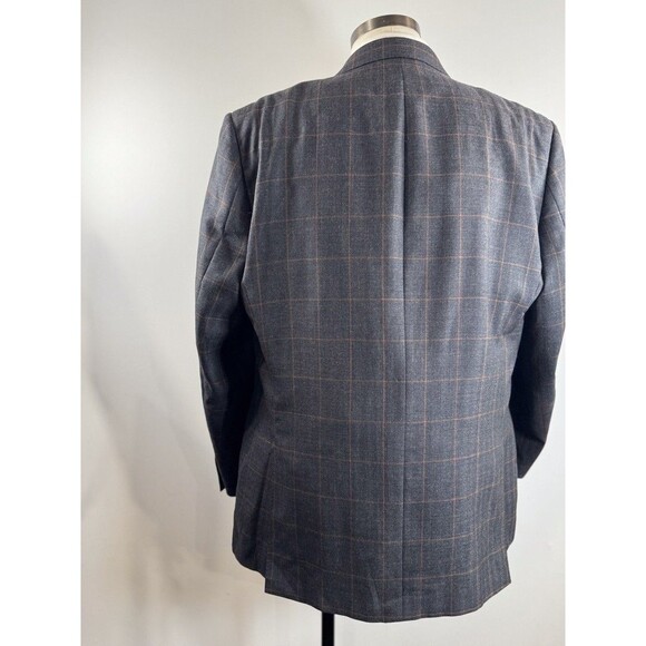Baroni Lanificio Di Pray Mens Blazer Gray Plaid Wool Silk Two Button Suit 46R - Picture 10 of 13
